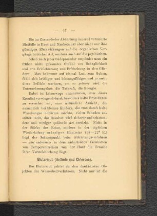 Blutarmut (Anämie und Chlorose).