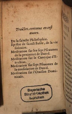 De la saincte philosophie Livret