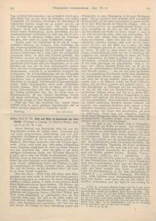 373-378 [Rezension] Zahn, Theodor, Brot und Wein im Abendmahl der alten Kirche