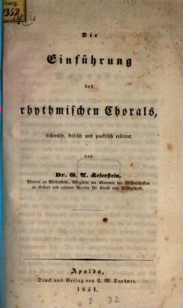 Die Einführung des rhythmischen Chorals