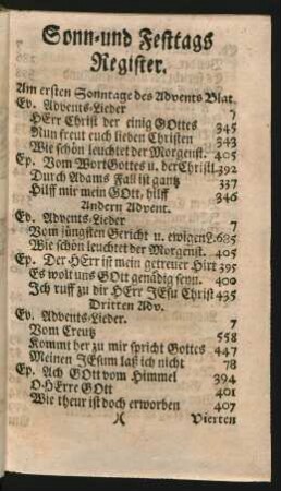 Sonn- und Festtags-Register