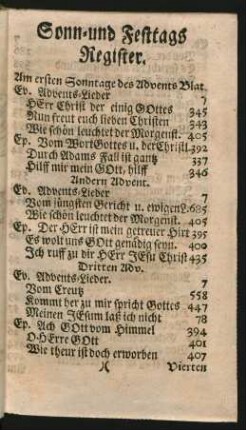 Sonn- und Festtags-Register