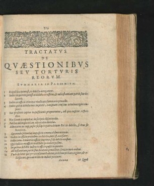 Tractatus De Quaestionibus Seu Torturis Reorum.