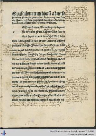 Opusculum remediorum adverse fortune