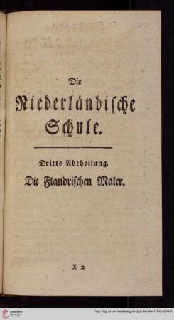 Dritte Abtheilung: Die Flandrischen Maler