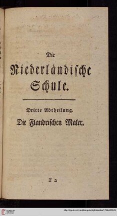 Dritte Abtheilung: Die Flandrischen Maler