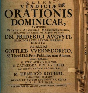 Vindiciae Orationis dominicae
