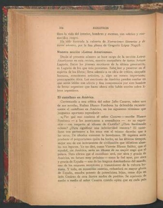 Nuestra sección "Letras Americanas"