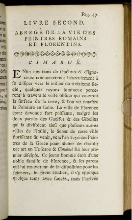 Livre Second. Abregé De La Vie Des Peintres Romains Et Florentins.