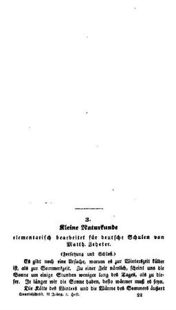 Kleine Naturkunde : (Fortsetzung und Schluß)