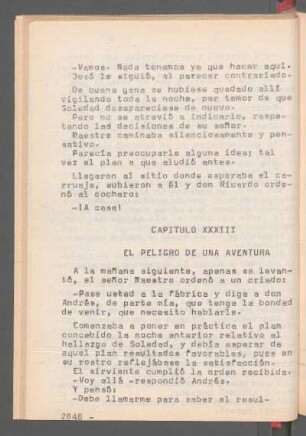 Capítulo XXXIII - El peligro de una aventura