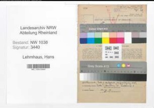 Entnazifizierung Hans Lehmhaus , geb. 21.01.1899 (Kaufmaennischer Angestellter)