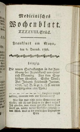 XXXXVIII. Stück. Frankfurt am Mayn, den 2. Decemb. 1786. - LII. Stück. Frankfurt am Mayn, den 30. Decemb. 1786.