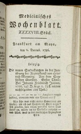 XXXXVIII. Stück. Frankfurt am Mayn, den 2. Decemb. 1786. - LII. Stück. Frankfurt am Mayn, den 30. Decemb. 1786.
