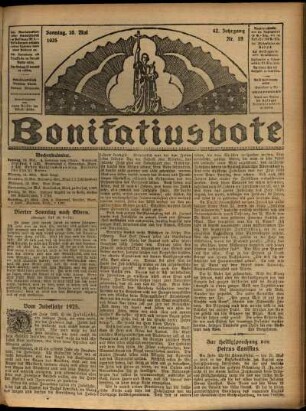 Erste Ausgabe vom Sonntag, den 10. Mai 1925.