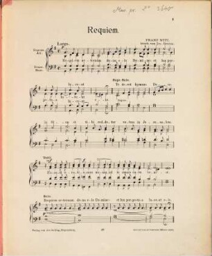 Missa : pro defunctis ; nach d. 1stg. Requiem ; op. 42
