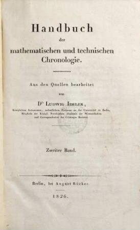 Handbuch der mathematischen und technischen Chronologie, 2