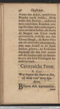 Cavarynische Poort. X. Cap. Wat buyten die Poort te sien, als mede vant' Dorp Rynderen