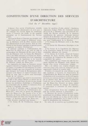 Constitution d'une direction des services d'architecture