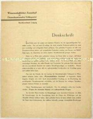 Flugschrift der Leipziger Deutschnationalen Volkspartei zur Arbeit ihres wissenschaftlichen Ausschusses