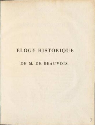 Eloge Historique De M. De Beauvois