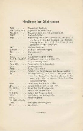 Erklärung der Abkürzungen