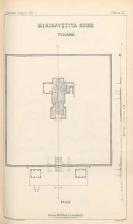 Plate II. Mirisavetiya ruins. Viháré. Plan