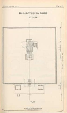 Plate II. Mirisavetiya ruins. Viháré. Plan