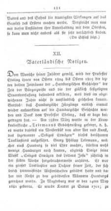 XII. Vaterländische Notizen.