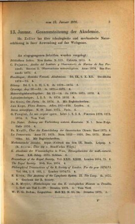 Monatsbericht der Königlich Preussischen Akademie der Wissenschaften zu Berlin. 1876