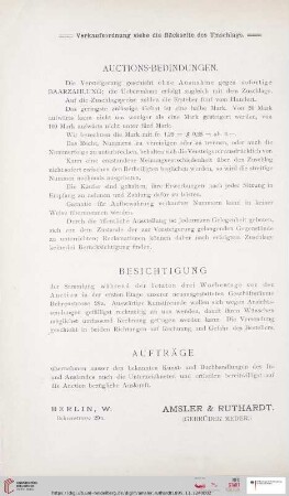 Auctions-Bedingungen / Besichtigung / Aufträge