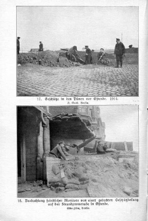 17. Geschütze in den Dünen vor Ostende. 1914.