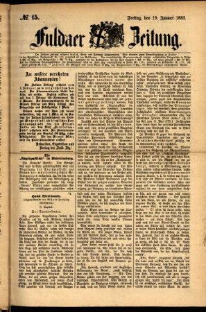 Ausgabe vom Freitag, den 19. Januar 1883.