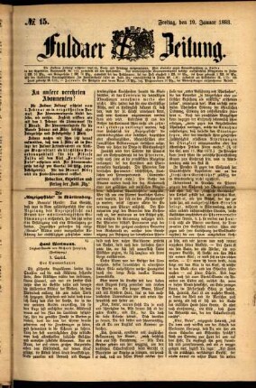Ausgabe vom Freitag, den 19. Januar 1883.