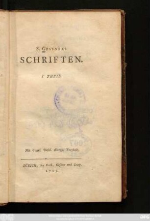 I. Theil: Der Tod Abels : In Fünf Gesængen