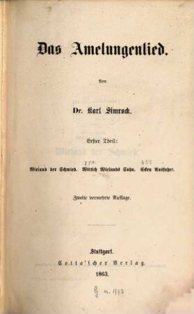 Das Heldenbuch, 4.. Das Amelungenlied, 1. Th.