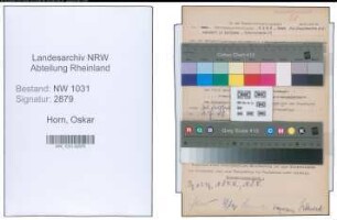 Entnazifizierung Oskar Horn , geb. 17.05.1897 (Polizeibeamter)