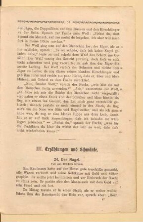 III. Erzählungen und Schwänke