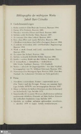 Bibliographie der wichtigsten Werke Jakub Bart-Čišinskis