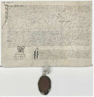 Propst Jacob Schomaker transsumiert die entsprechende Präsentation und investiert eine Vikarie am Kreuz Altar zu St. Gertruden. Notar Nicolaus Steman [lat].