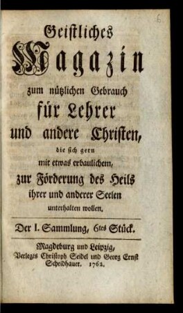 Der I. Sammlung, 6tes Stück.