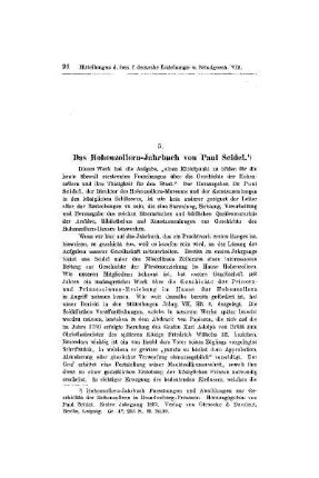 Das Hohenzollern-Jahrbuch von Paul Seidel