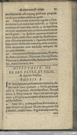 Disputatio III. De Deo Patre, Et Filio & Spiritu Sancto