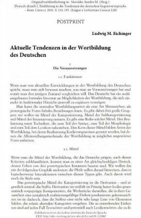 Aktuelle Tendenzen in der Wortbildung des Deutschen