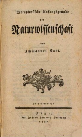 Metaphysische Anfangsgründe der Naturwissenschaft