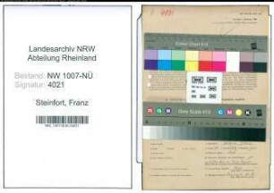 Entnazifizierung Franz Steinfort , geb. 15.05.1890 (Vorarbeiter)