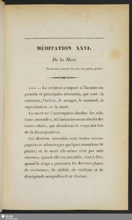 Méditation XXVI. De la Mort