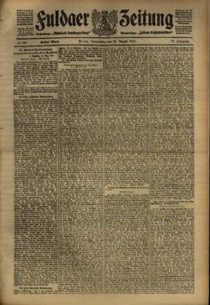 Erste Ausgabe vom Donnerstag, den 25. August 1910.