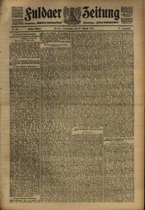 Erste Ausgabe vom Donnerstag, den 25. August 1910.