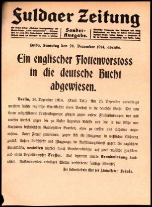 Zweite Ausgabe vom Samstag, den 26. Dezember 1914.